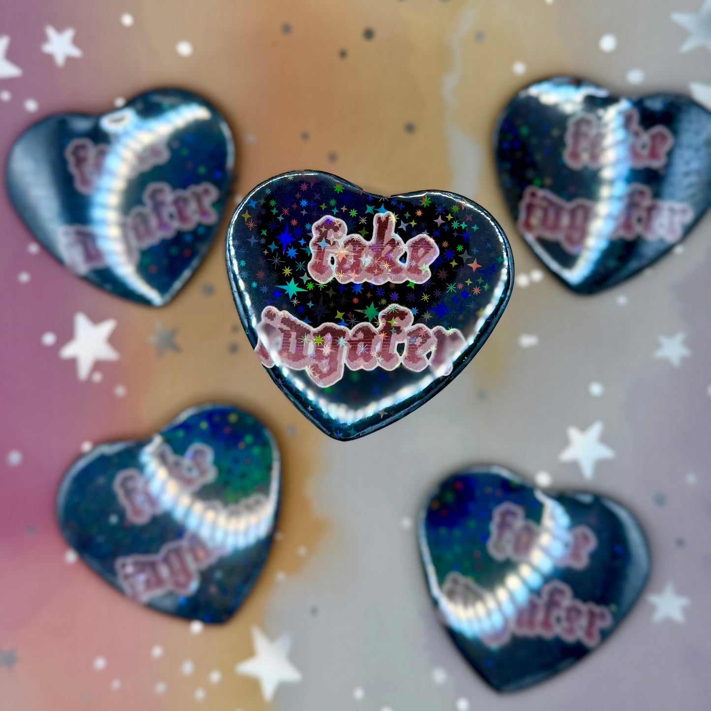 Fake IDGAFER Heart-shaped Button