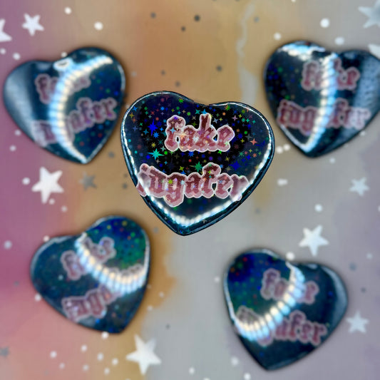 Fake IDGAFER Heart-shaped Button