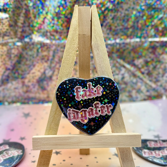 Fake IDGAFER Heart-shaped Button